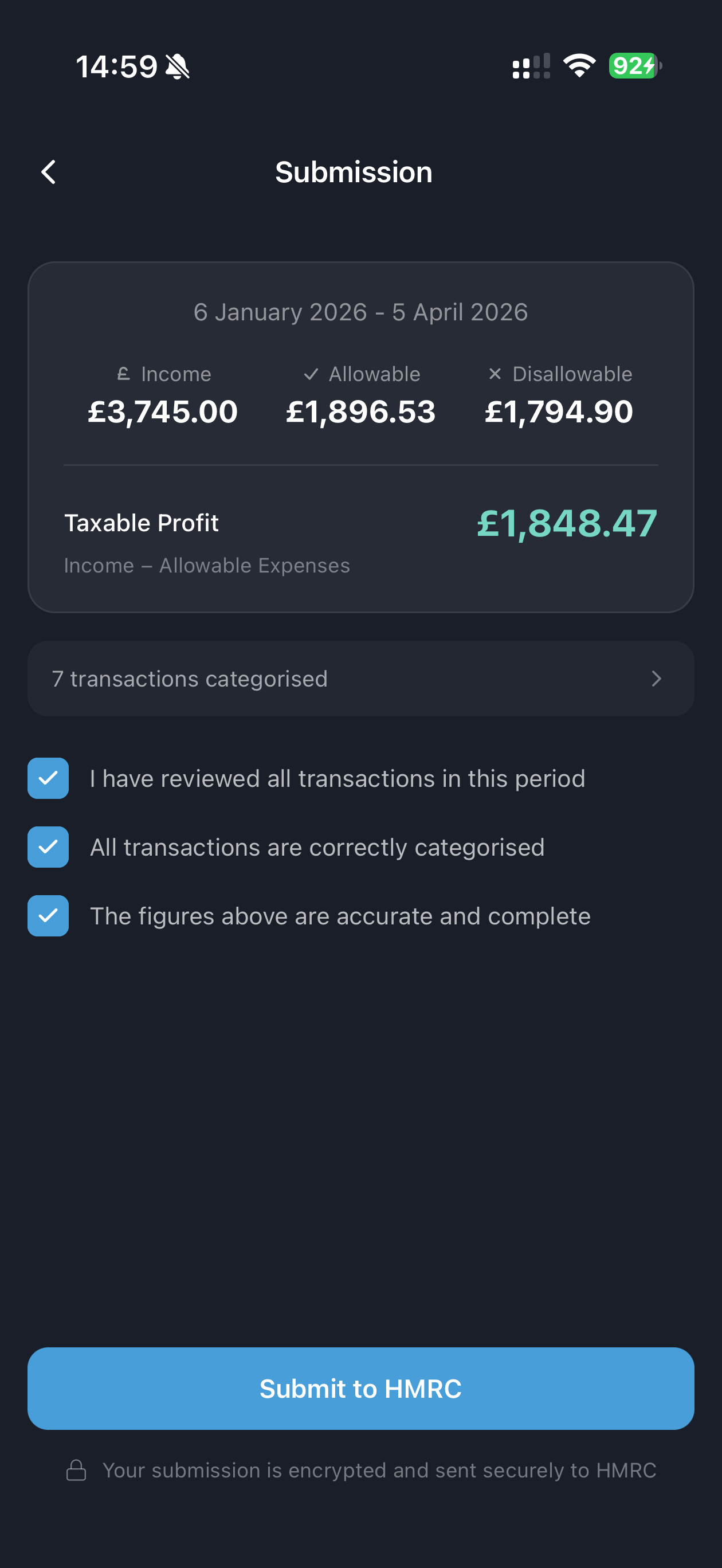 Bart submission review - category breakdown before filing